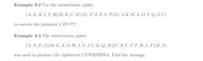 Example 9 2 Use The Substitution Cipher A X H Chegg Com