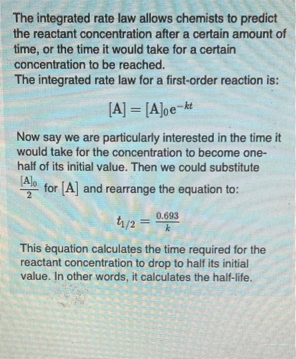 Solved What is the rate constant of a firstorder reaction