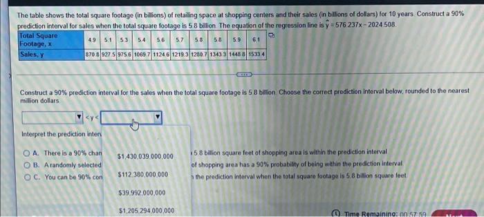 solved-the-table-shows-the-total-square-footage-in-chegg