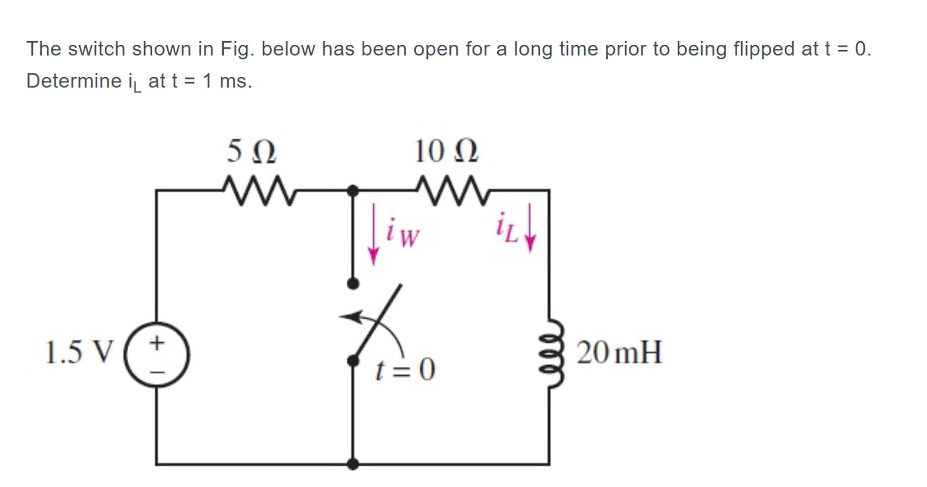 Solved The switch shown in Fig. below has been open for a | Chegg.com