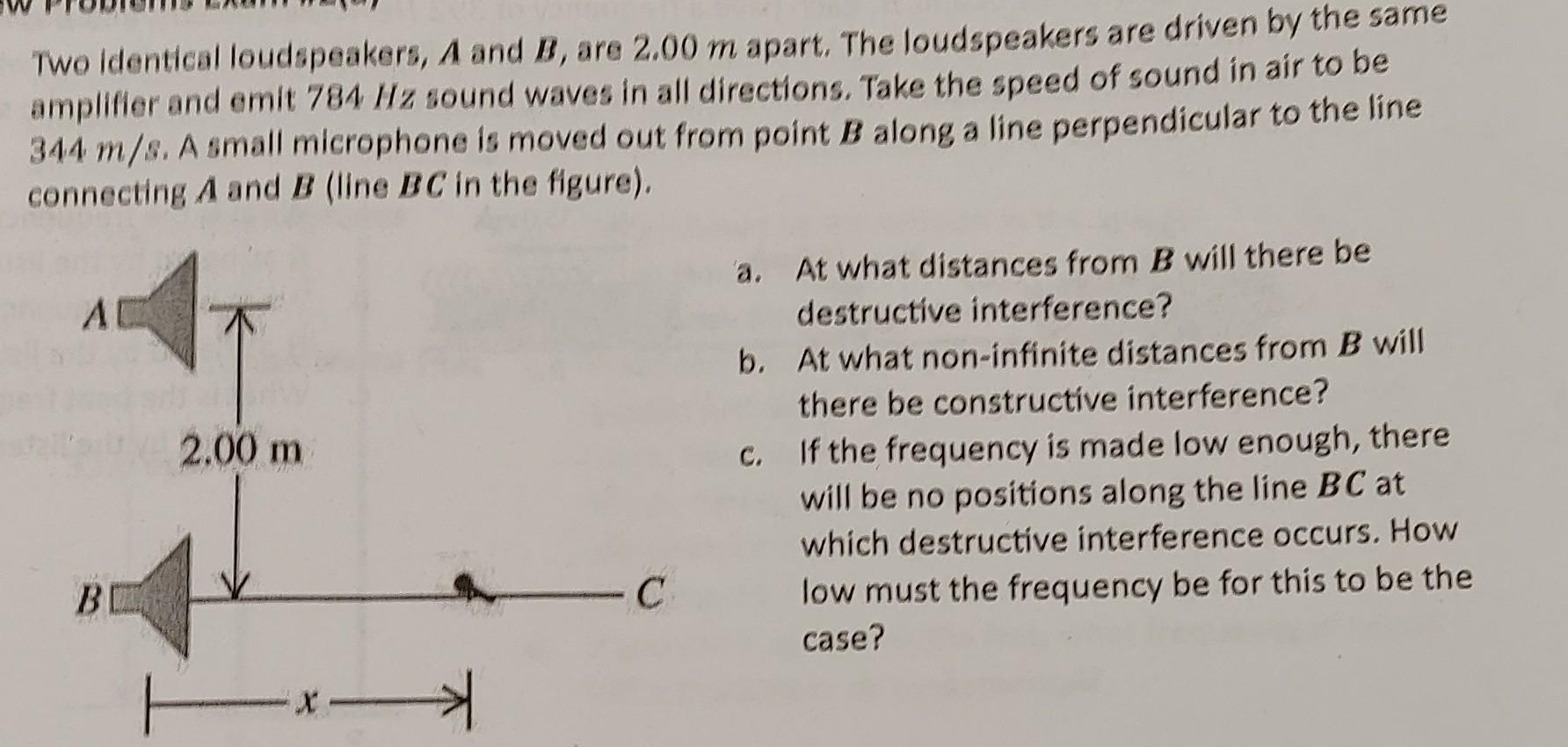 Solved Two Identical Loudspeakers, A And B, Are 2.00 M | Chegg.com