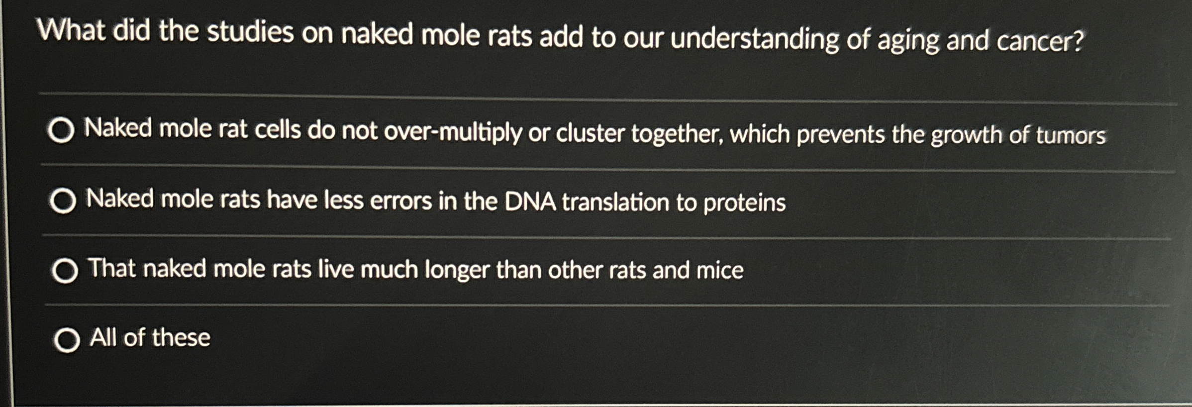 Solved What did the studies on naked mole rats add to our | Chegg.com