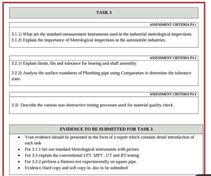 Solved TASK 3 ASSESSMENT CRITERIA P3.1 3.1.1) What are the | Chegg.com