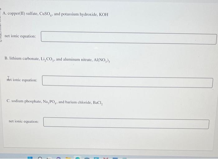 Solved A. copper(II) sulfate, CuSO4, and potassium