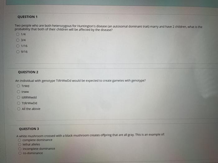 Solved QUESTION 1 Two people who are both heterozygous for | Chegg.com