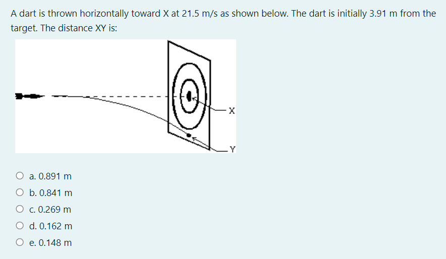 Solved A dart is thrown horizontally toward X at 21.5 m/s as Chegg