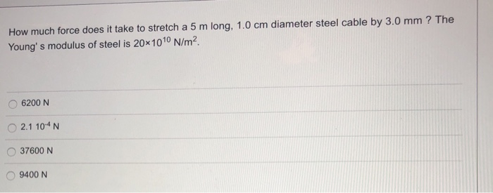 Solved How much force does it take to stretch a 5 m long, | Chegg.com