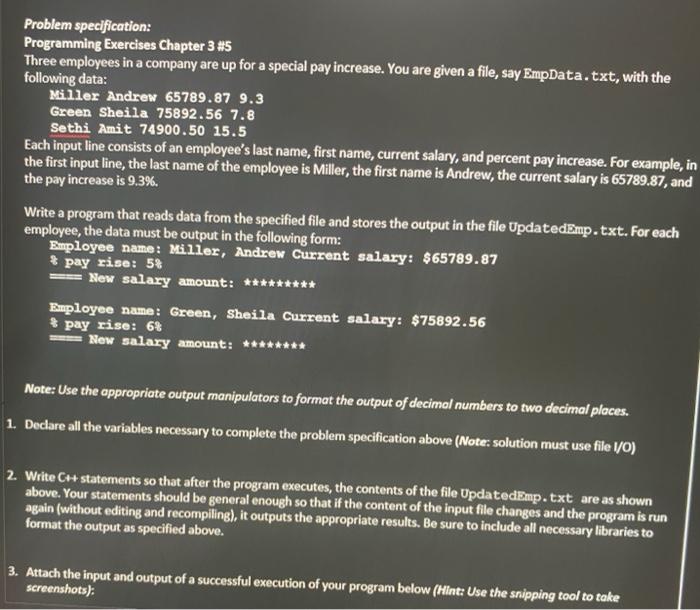 Solved Problem specijication: Programming Exercises Chapter | Chegg.com
