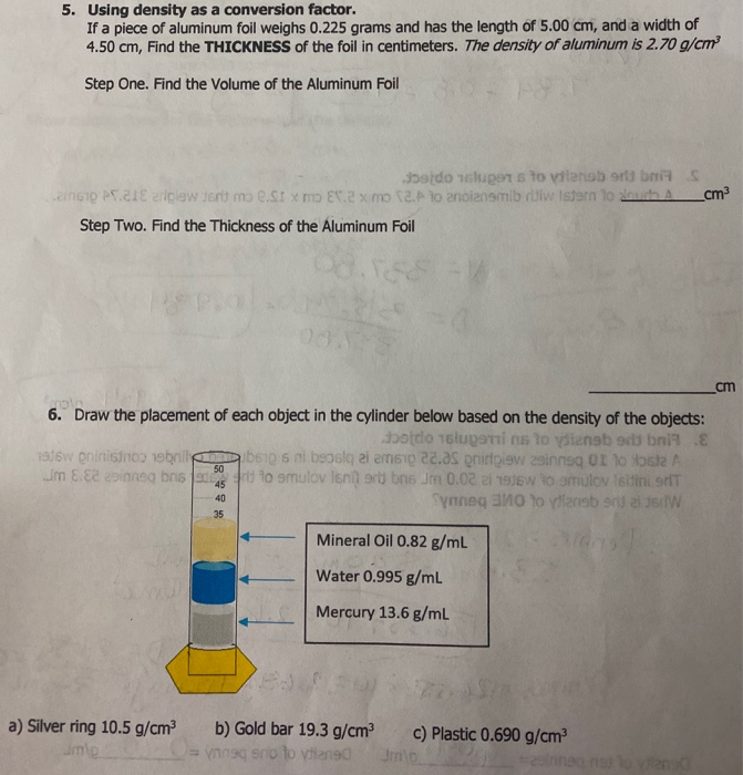 Solved 5. if a piece of aluminum foil ways 0.225 grams and