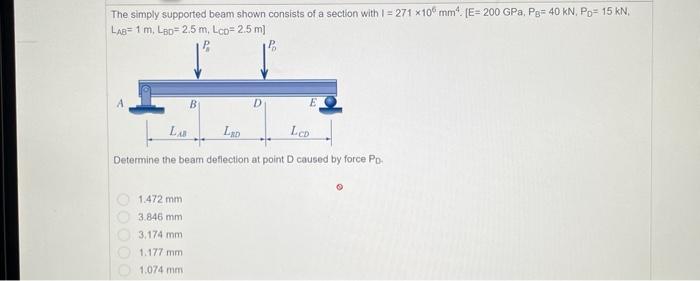 Solved The simply supported beam shown consists of a section | Chegg.com