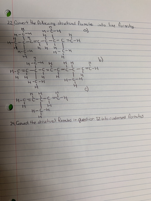 Solved 22 Convert The Following Structural Formulas Int Chegg Com