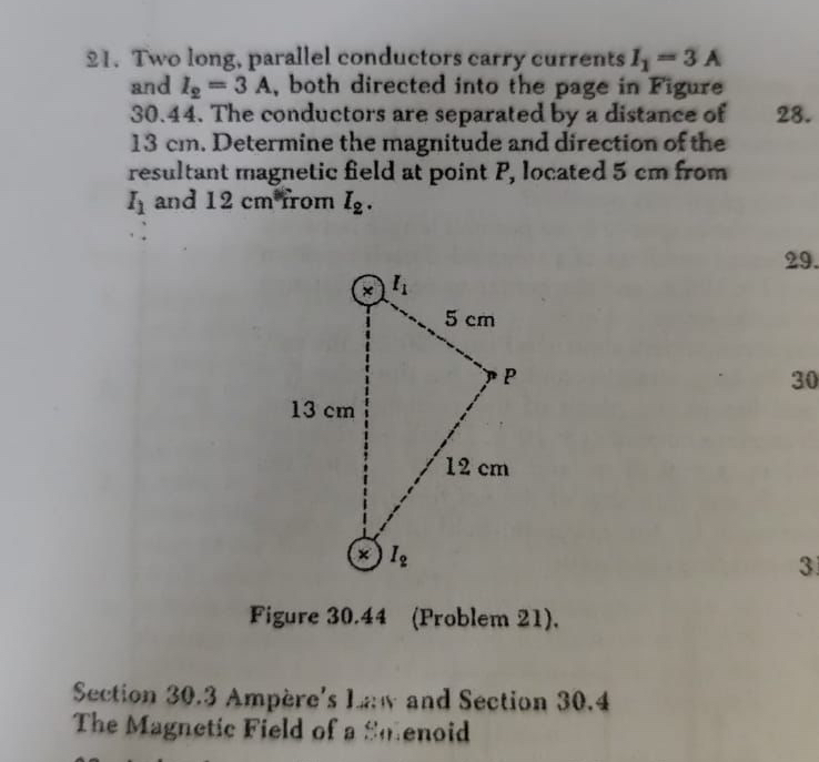 Solved Two long, parallel conductors carry currents I1=3A | Chegg.com