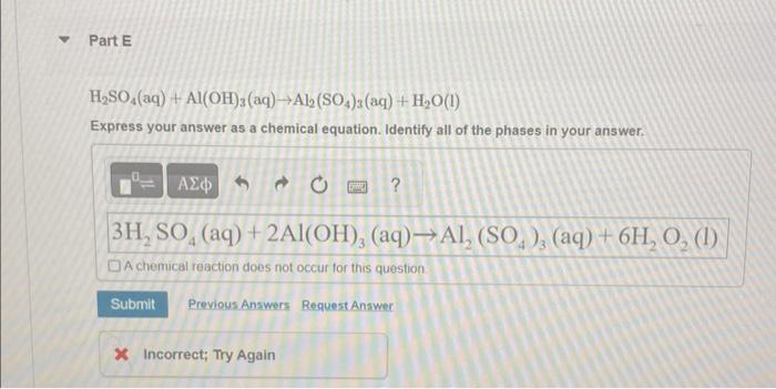 Solved H2so4 Aq Al Oh 3 Aq →al2 So4 3 Aq H2o L