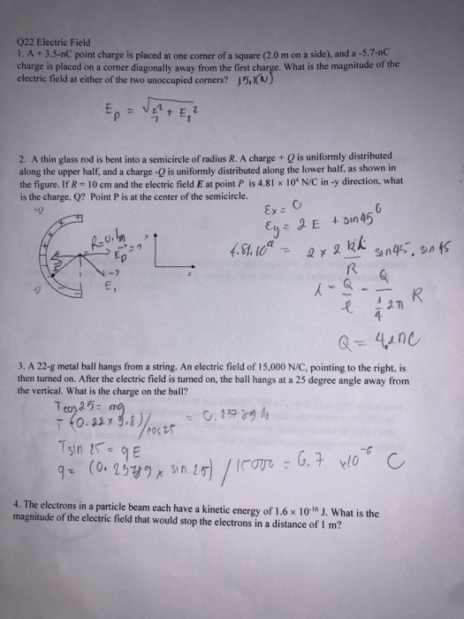 Solved Q22 Electric Field 1 A 3 5 Nc Point Charge Is Pla Chegg Com
