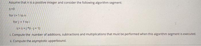 Solved Assume that n is a positive integer and consider the | Chegg.com