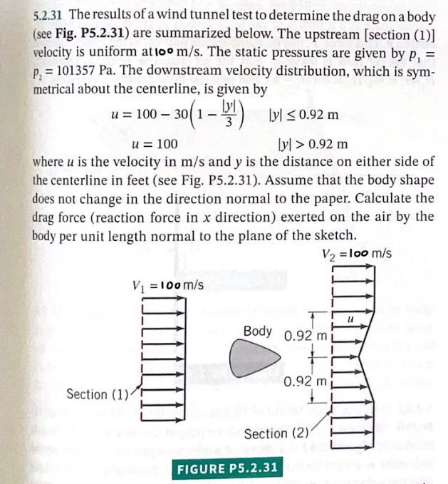 Solved 5.2.31 ﻿The results of a wind tunnel test to | Chegg.com