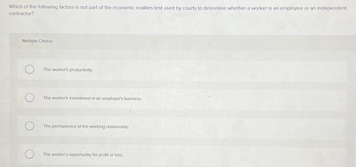 Solved Which of the following factors is not part of the | Chegg.com