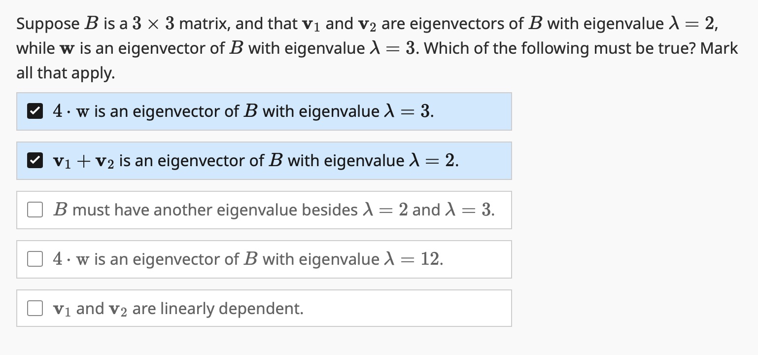 Solved Suppose B ﻿is a 3×3 ﻿matrix, and that v1 ﻿and v2 ﻿are | Chegg.com