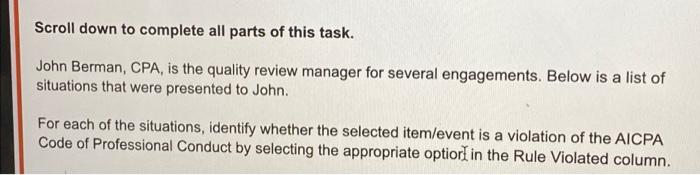 Solved Scroll down to complete all parts of this task. John | Chegg.com