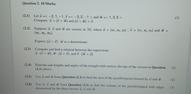 Solved Question 2: 10 ﻿Marks(2.1) ﻿Let and | Chegg.com