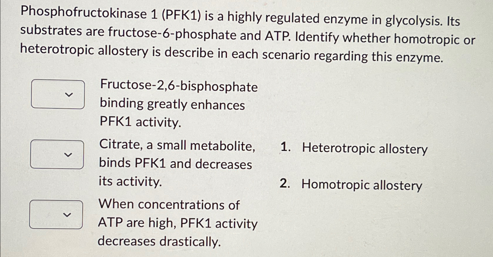 Solved Phosphofructokinase 1 (PFK1) ﻿is a highly regulated | Chegg.com