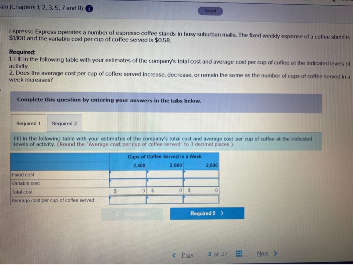 Solved am (Chapters 1,2,3,5, 7 and 8) Saved Espresso Express | Chegg.com