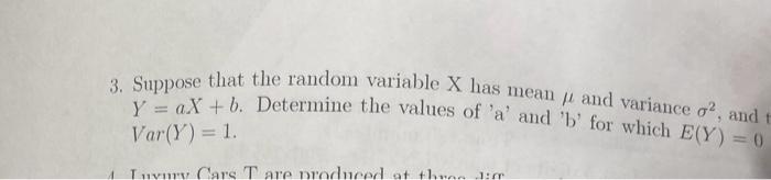 Solved 3. Suppose that the random variable X has mean μ and | Chegg.com