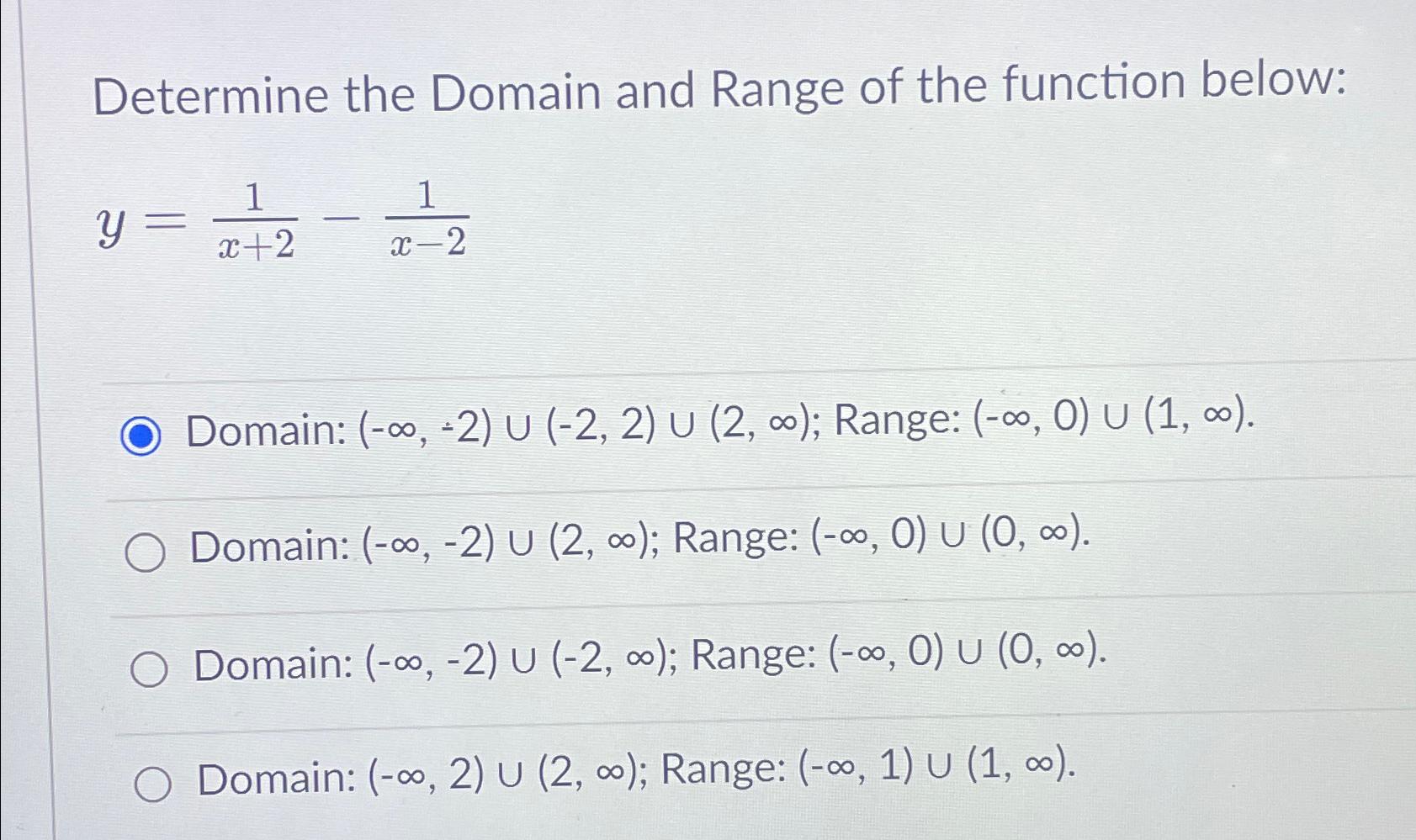 domain and range of function 1 x 2