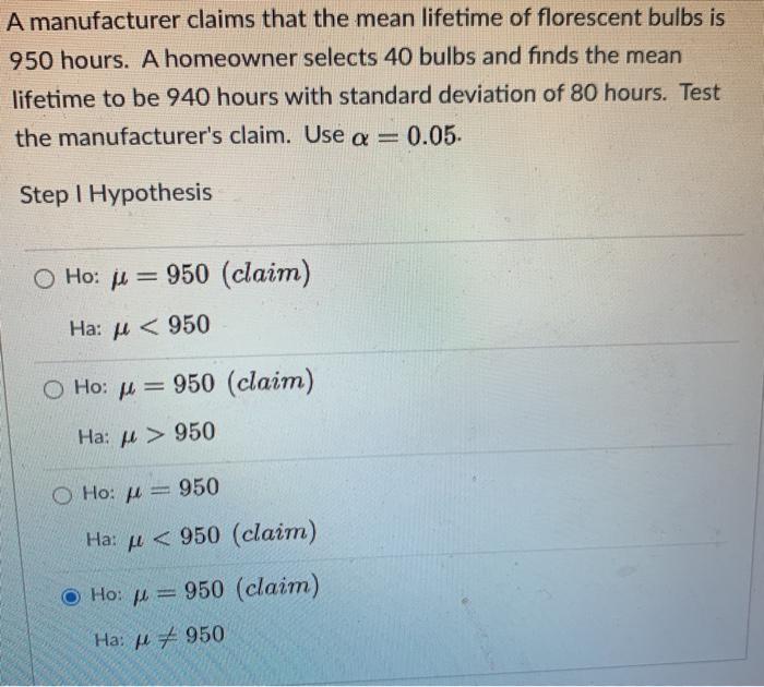 Solved A manufacturer claims that the mean lifetime of