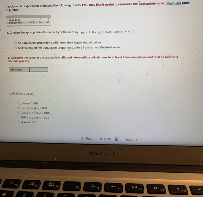 Solved A multinomial experiment produced the following | Chegg.com
