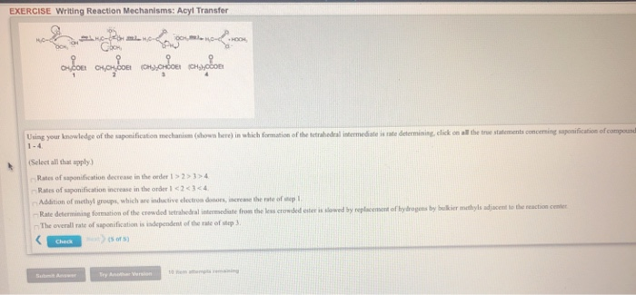 Solved EXERCISE Writing Reaction Mechanisms: Acyl Transfer | Chegg.com