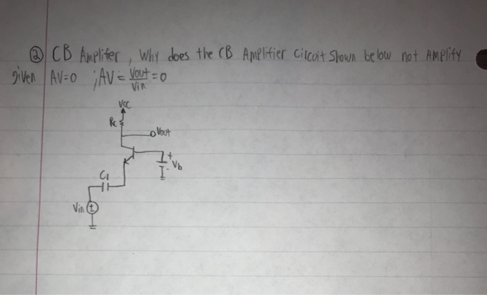 Solved @ CB Amplifer Why Does The CB Amplifier Circuit Shown | Chegg.com