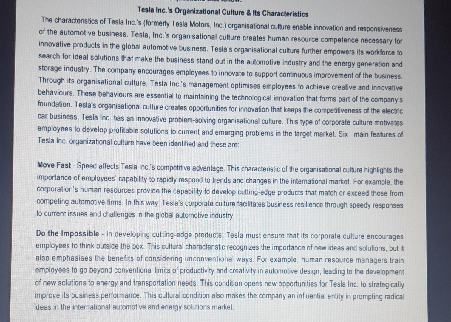 Solved Tesla Inc. has a diverse workforce. Using Ann | Chegg.com