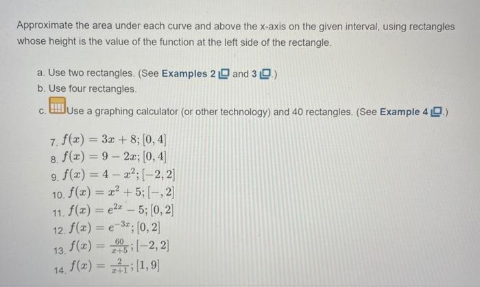 Solved Approximate the area under each curve and above the | Chegg.com