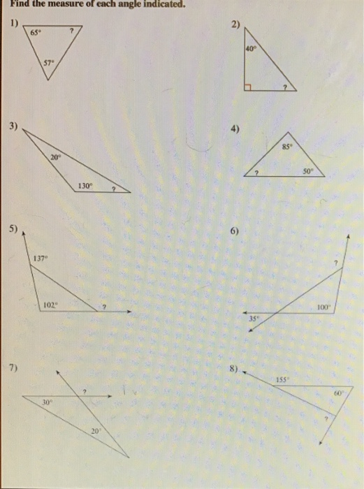 Solved Find the measure of each angle indicated. | Chegg.com