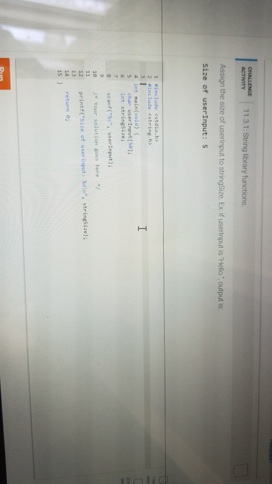 Solved CHALLENGE ACTIVITY 11.3.1 String library functio