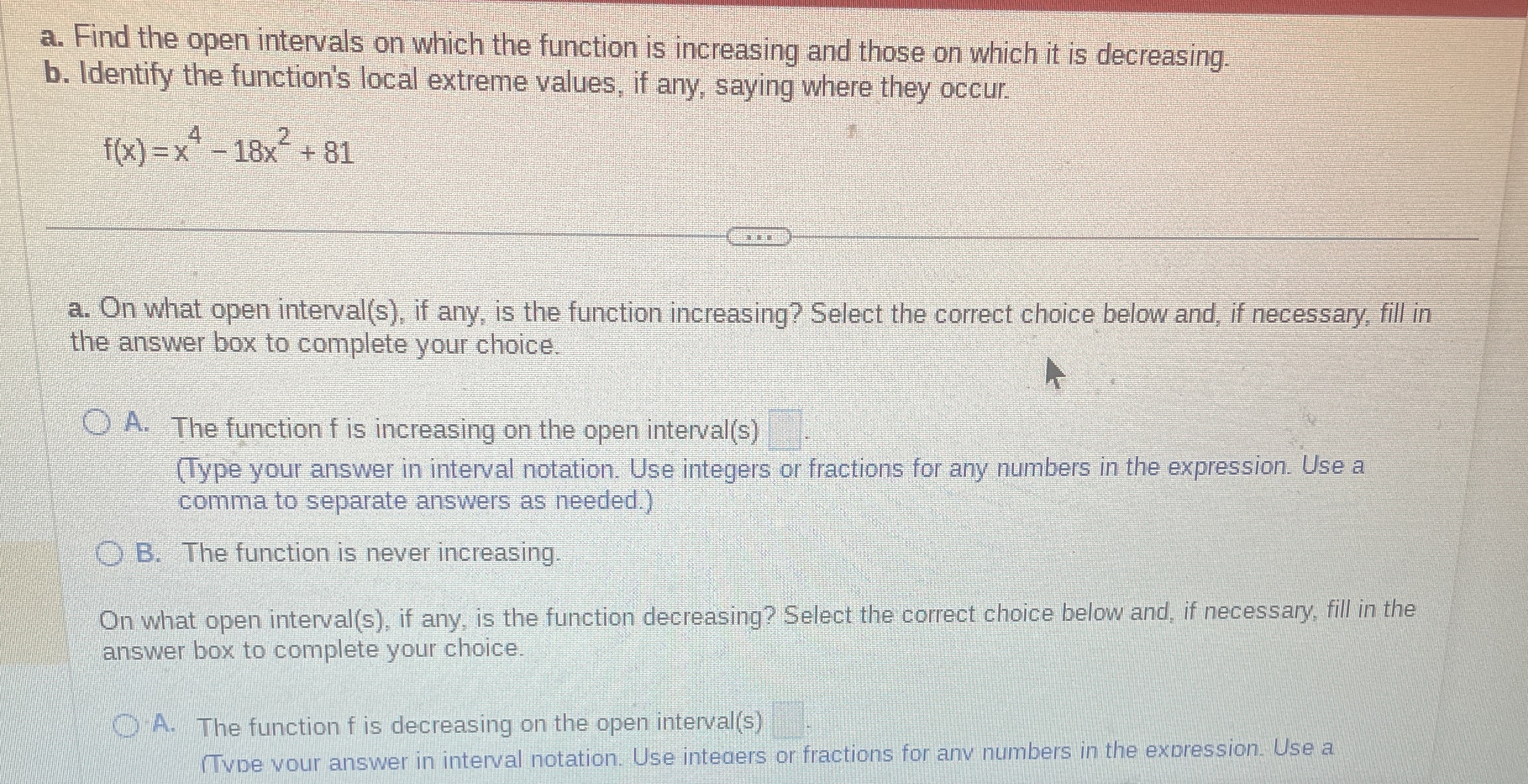 Solved a. ﻿Find the open intervals on which the function is | Chegg.com