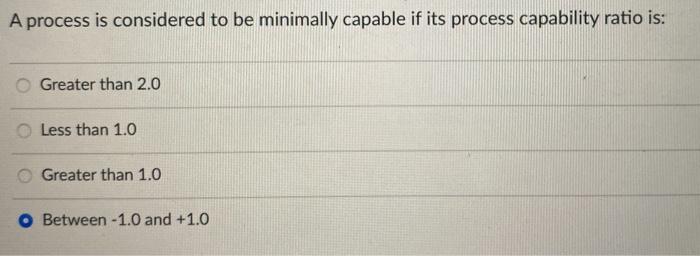 Solved A process is considered to be minimally capable if | Chegg.com