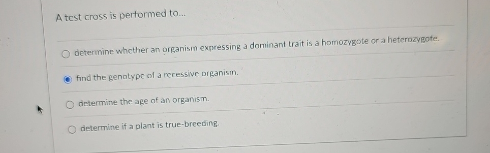 Solved A test cross is performed to...determine whether an | Chegg.com