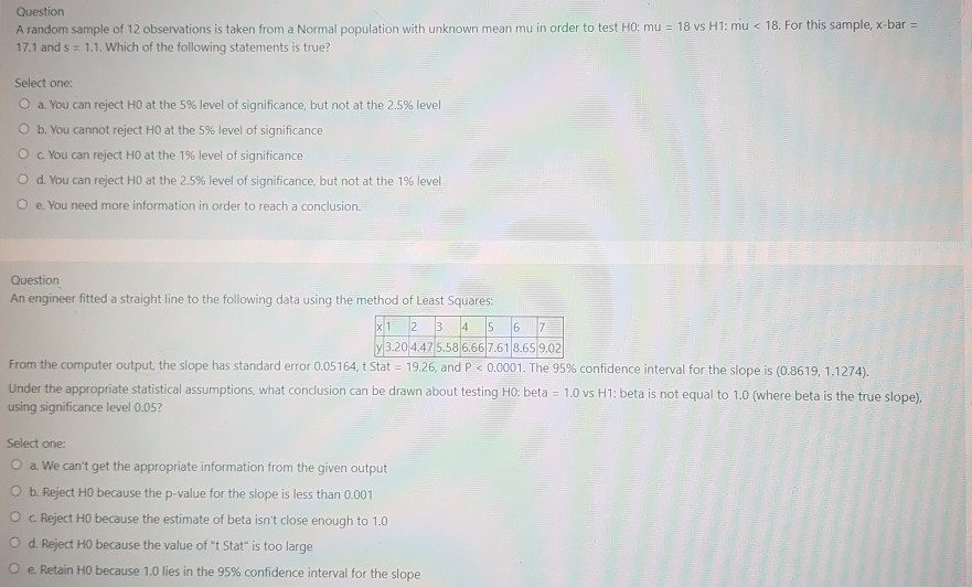 Solved Question A Random Sample Of 12 Observations Is Tak Chegg Com