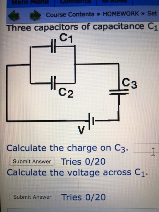 Solved Three capacitors of capacitance C1=2.50 μF, C2 =8.00