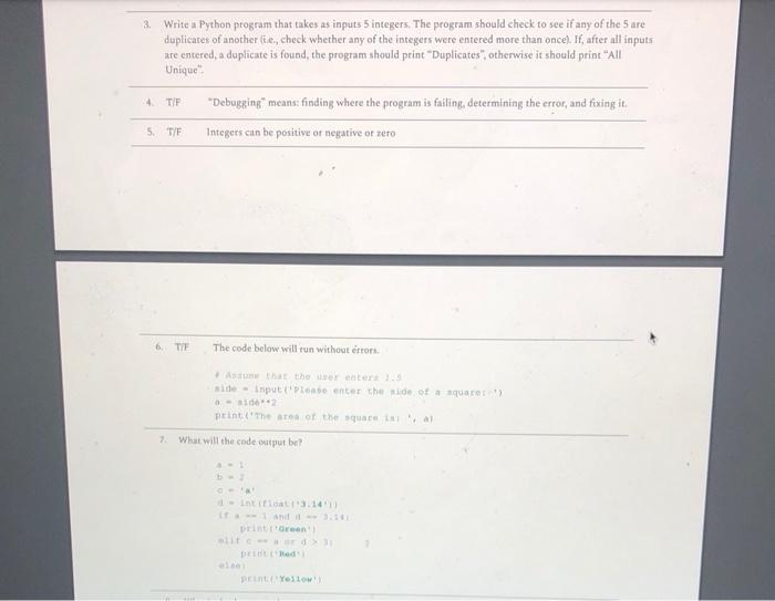 Solved 3. Write a Python program that takes as inputs 5 | Chegg.com