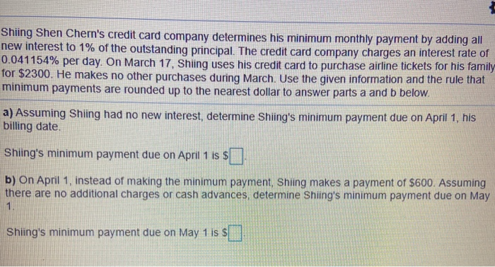 Solved Shiing Shen Chern's Credit Card Company Determines | Chegg.com