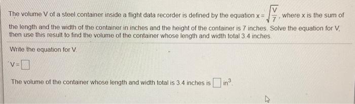 Solved The volume of a steel container inside a flight data | Chegg.com