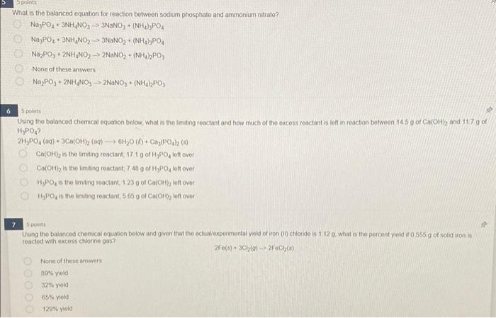 What is the balanced equation for reaction betweon sodium phosphate and ammonium nitrate?
\[
\mathrm{Na}_{3} \mathrm{PO}_{4}+