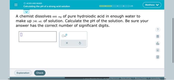 Solved A Chemist Dissolves 660 Mg Of Pure Hydroiodic Acid In