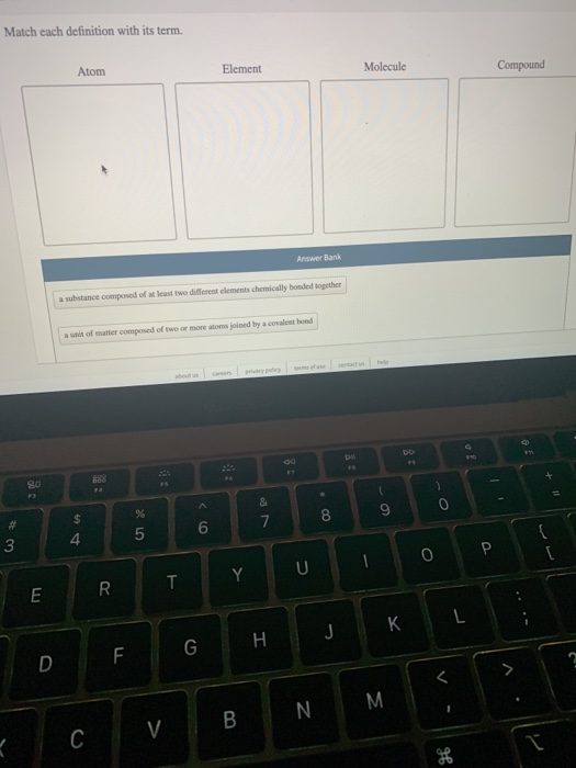 Solved Match each definition with its term. Element Atom | Chegg.com