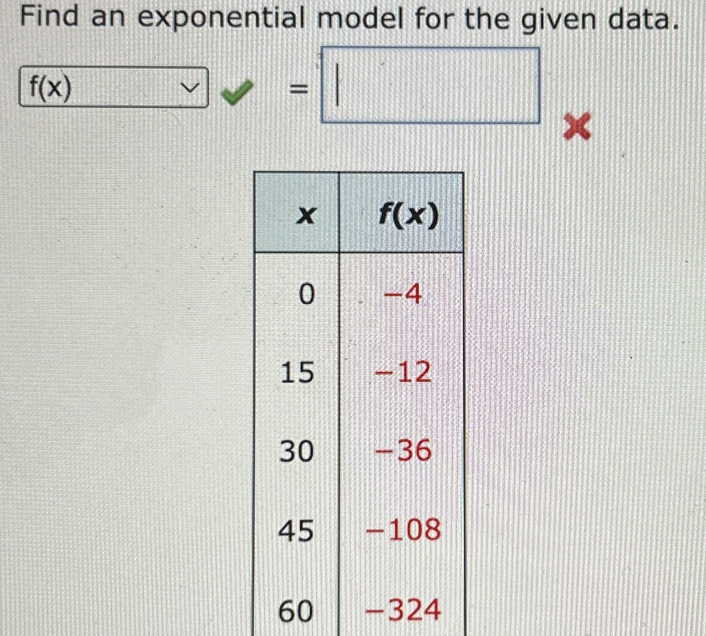 Solved Find an exponential model for the given | Chegg.com