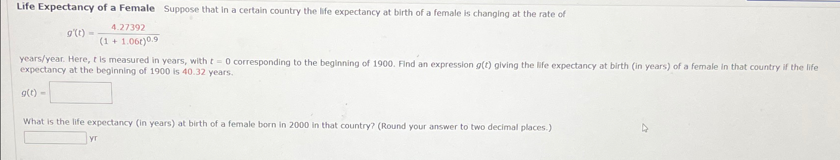 Solved Life Expectancy of a Female Suppose that in a certain | Chegg.com