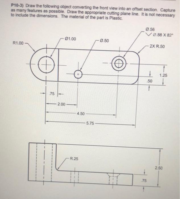 Solved P10-3) Draw the following object converting the front | Chegg.com